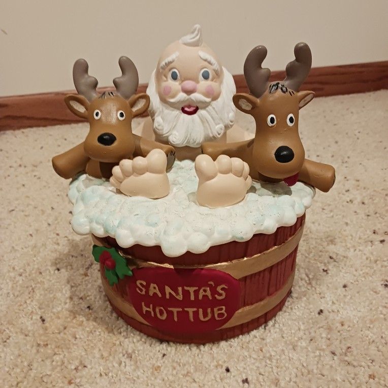 Santa's Hot Tub Cookie Jar