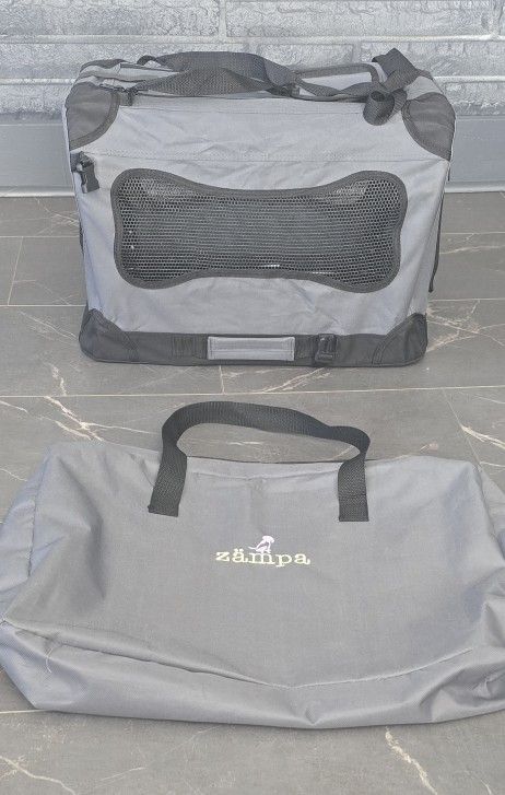 Zampa Dog Carrier Crate for Extra Small Dogs 19.5“x13.5”x13.5” | Portable Cat Carrier | Pet Travel Collapsible & Foldable | Puppy Crates for Car, Outd