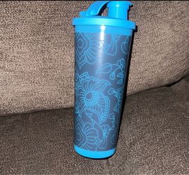 Tupperware Blue Floral Design 16oz Tumbler new