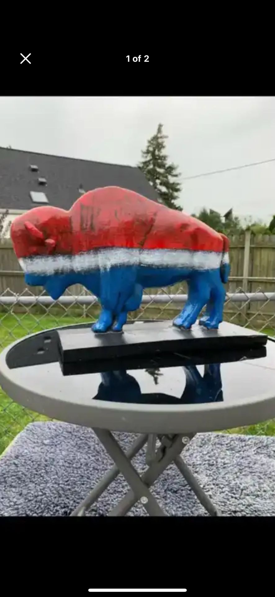 The Red White And Blue Buffalo Statue
