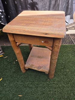 rustic log-style wooden side table
