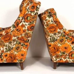 Mid Century Floral Chairs