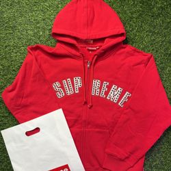 Red Supreme x B.B Simon Zip Up Hoodie 