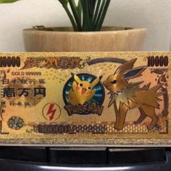 Jolteon Eevee (Pokémon) 24k Gold Foil Plated Banknote