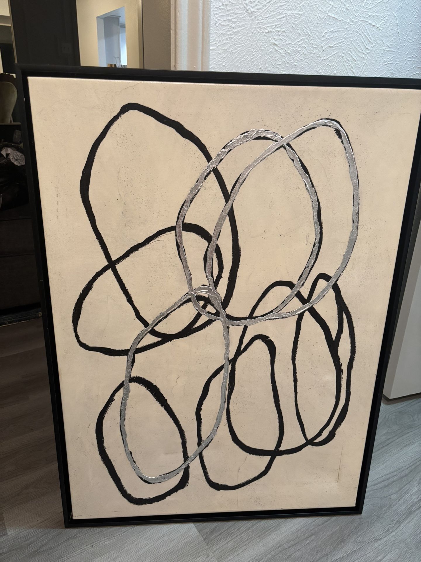 π€ Modern Abstract Loops (black & silver on canvas)