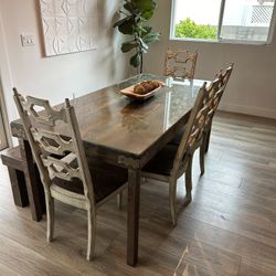 Dining Table and Chairs/Bench