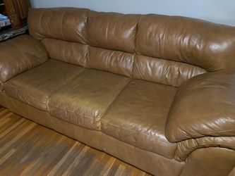 Brown leather sofa