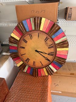 Large Decorative Wall Clock Multicolor Sunburst