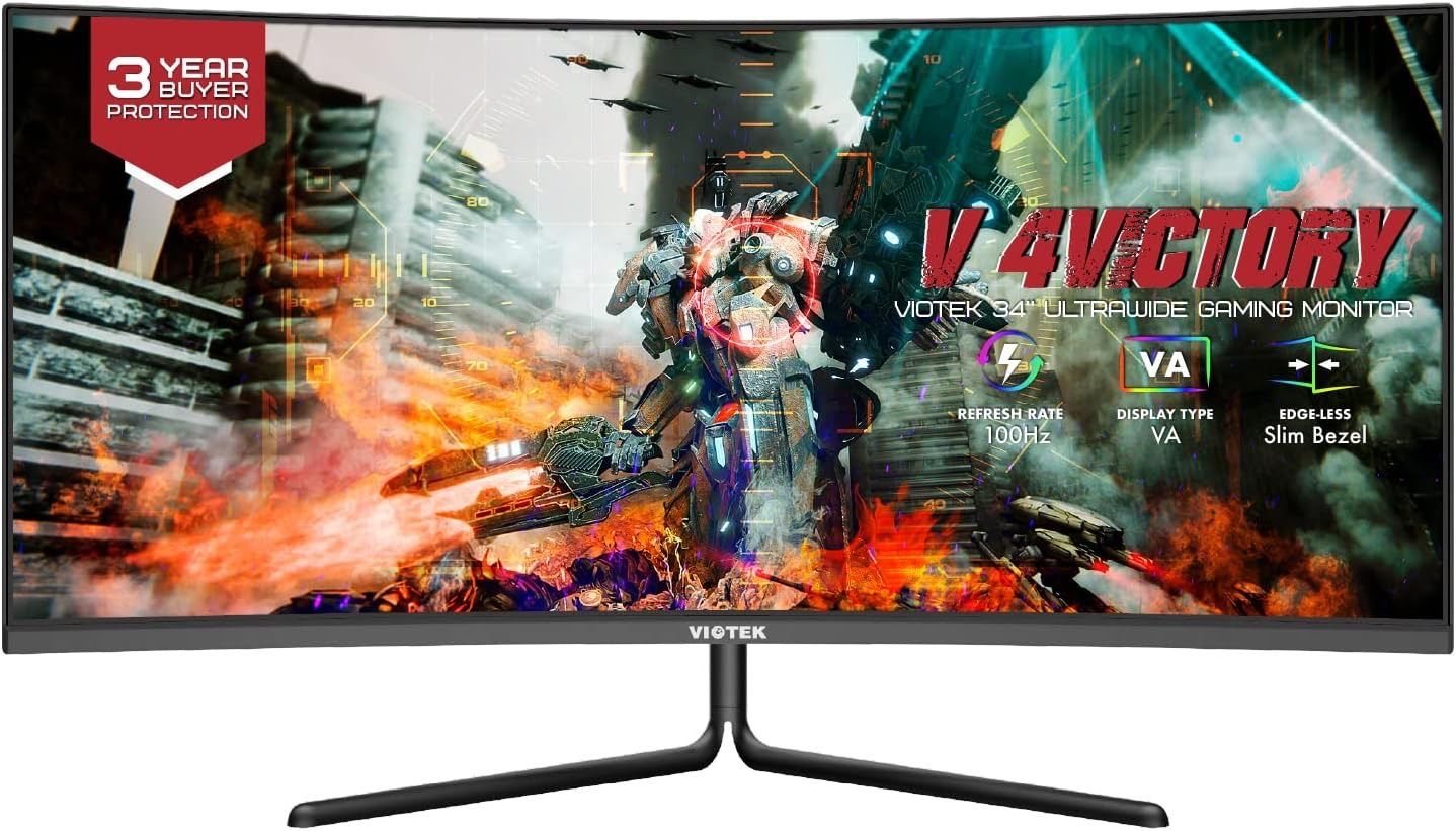 VIOTEK GNV34DB2 34-Inch UltraWide WQHD Curved Gaming Monitor 