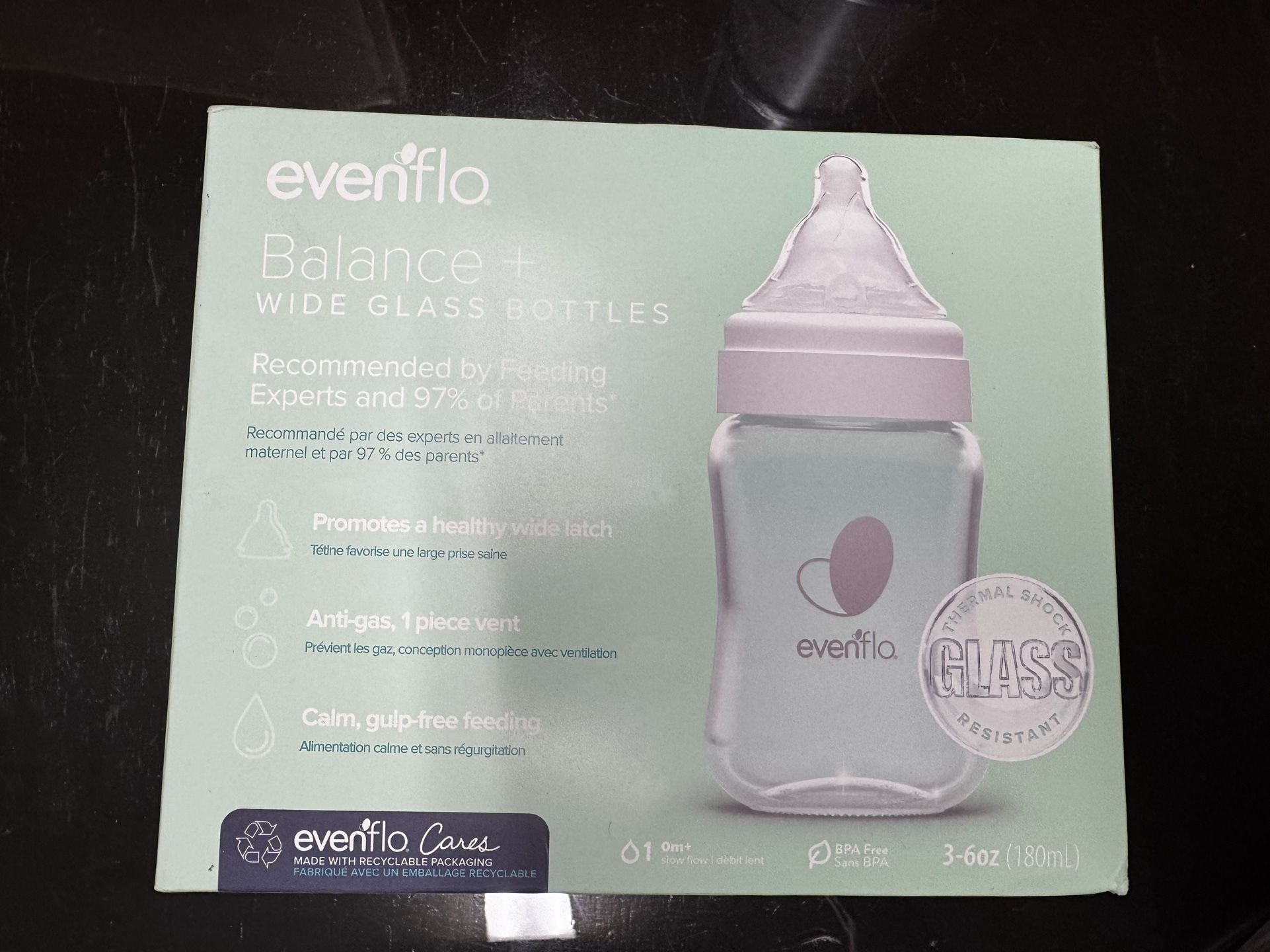 NEW* Evenflo Balance Wide Neck Glass Bottles