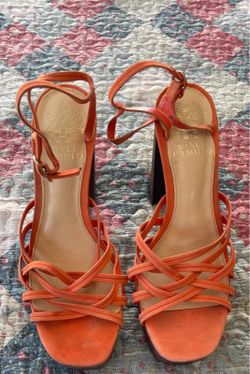 Vince Camuto Larriss Woven Platform Sandals Leather vibrant orange Women’s Sz 7