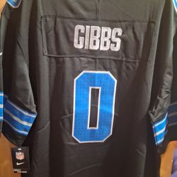 BNWT STITCHED DETROIT Lions Black #0 Gibbs Jersey Size Men's XL
