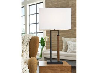 Voslen Black/Brown Table Lamp (Set of 2)