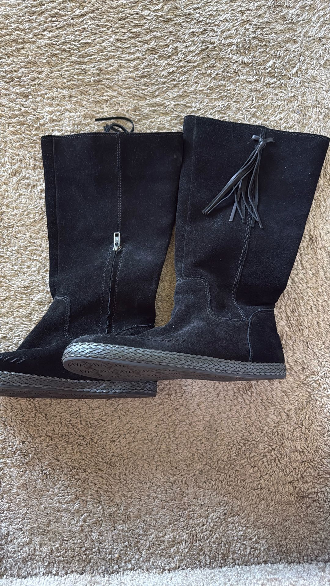 UGG Black Suede Tall Boots Women's US 9 EU 40 Knee High Pull On Winter