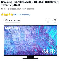 Samsung 65” QLED Smart Tv W/ LED Lights 