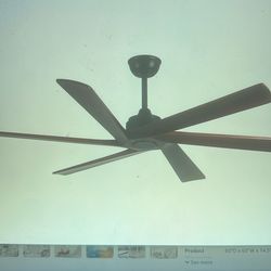 NEW 60” Indoor/Outdoor Ceiling Fan No Light. Patio Ceiling Fans w/Remote, 6 Blades Solid Wood, Quiet Reversible DC Motor,Matte Black