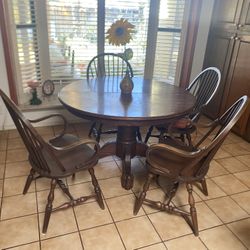 Solid Oak Kitchen Table With 4 Chairs