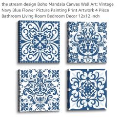 Artwork 4 Piece Bathroom Living Room Bedroom Decor 12x12 Inch