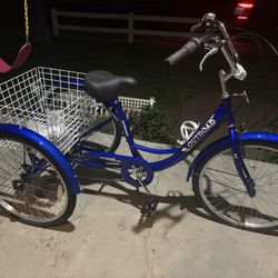 Adult Tricycle with Large Basket – -Speed Stable 4-Wheel Cruise Bicycle for Shopping, Beach & City