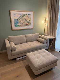 Article Sven 72" Tufted Loveseat in Gray and Matching Ottoman