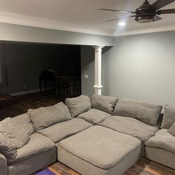 HUGE Grey Sofa & Swivel Chair