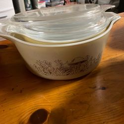Vintage Pyrex Merry Mushroom 2 Sizes Both With Lids