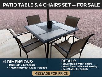 Patio Table and 4 Chairs Set