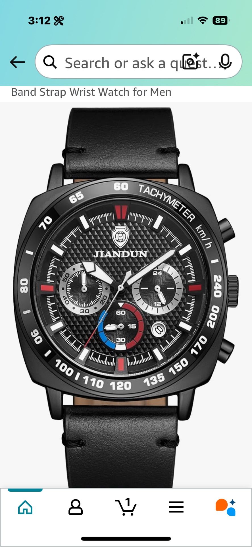 Men’s Watch W/black Leather Band