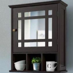 Yaheetech Wall Storage Cabinet With Single Mirror Door And Adjustable Shelf