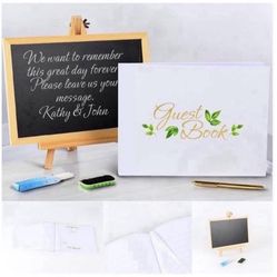 Guest Book and Easel Chalkboard Sign. Complete Set for Wedding Reception,Baby Shower and Any Special Event. 