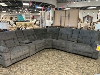 Reclining Grey Fabric Sectional