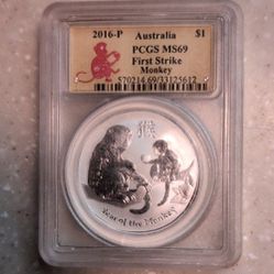 2016 PCGS MS69 Australia Monkey Silver 