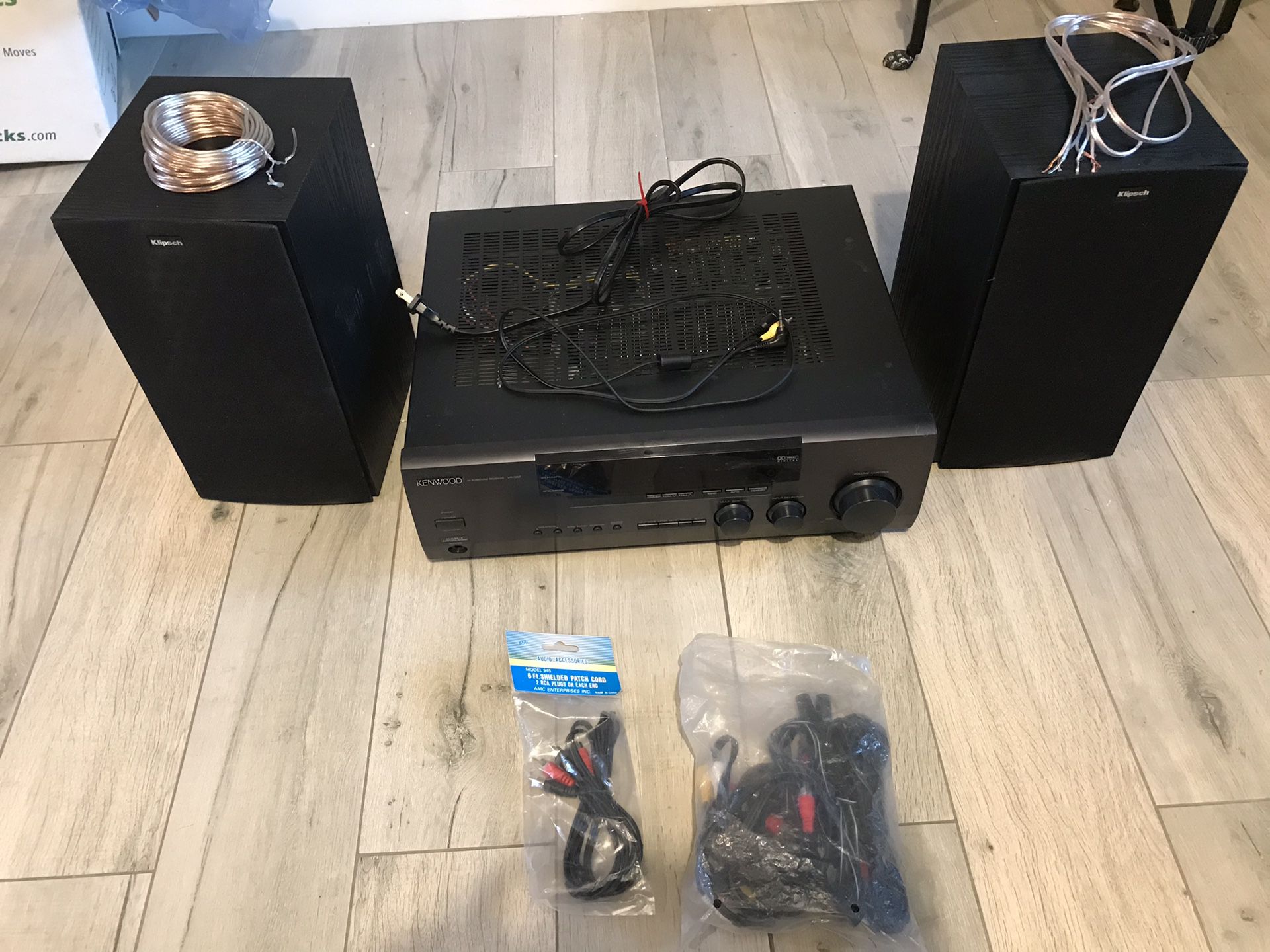 Kenwood VR-357 Stereo Receiver and 2x Klipsch Icon KB-15 speakers, and all necessary wiring