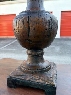Vintage Baluster Wood Carved Lamp