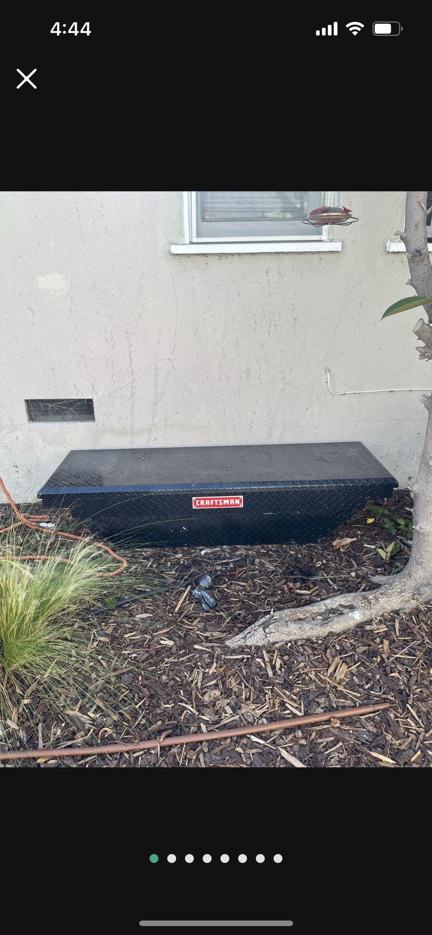 Craftsman Steel Truck Bed Toolbox – Diamond Plate, Made in 2023 Description: This is a used Craftsman truck bed toolbox made of heavy-dut