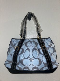 Vintage/Y2K Coach Signature Sequin Tote – Light Blue & Black