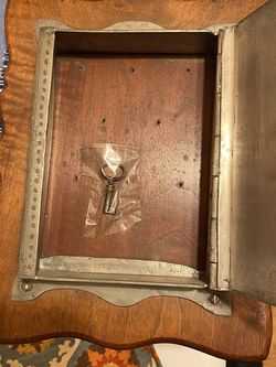 Antique Bible box! Pewter & wood, Locking