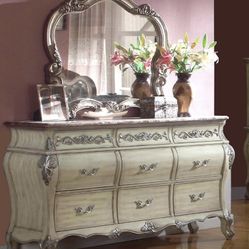 French Mcferran Furnishings 9 Drawer Vanity Dresser With Mirror 