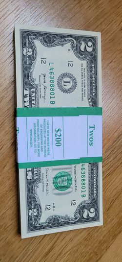 2013 two Dollar Bills All In Sequence New