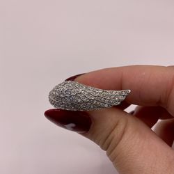Y2K!  .925 Sterling Silver Clear Rhinestone Angel Wing Ring Size 7.5