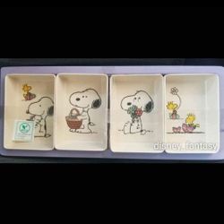 Peanuts Snoopy Woodstock Easter Bamboo Dip Snack Tray Dish Appetizer