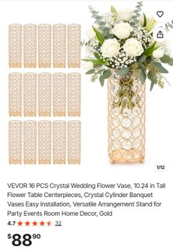 VEVOR Crystal Cylinder Flower Vases Set of 16