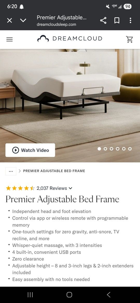 Dreamcloud Premier Adjustable Bed Frame - QUEEN