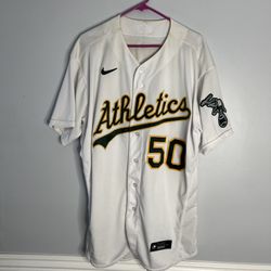 Oakland Athletics Mike Fiers Jersey Mens Size 50 White Nike Authentic Signed