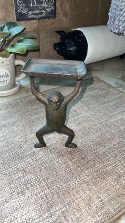 Brass monkey business card holder or man cave deck of cards holder