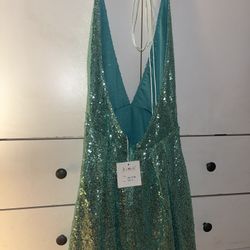 Sparkly Teal Colored Halter Top Dress
