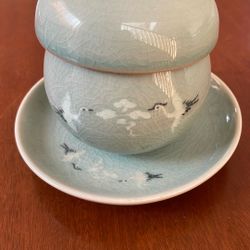 Vintage Korean Clay Tea Cup And Saucer