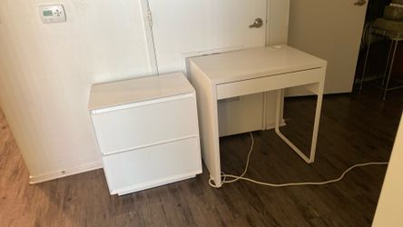 Desk, white and cabinet white