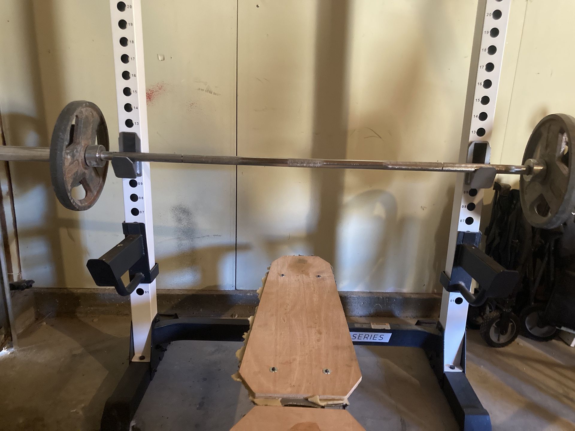 Workout Equipment (full Bench, Curl Bar, Bag/stand,pull Up Bar)