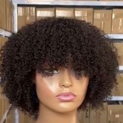 12” Short Curly Lace Front Wig – 200% Density – Human Hair – Brand New